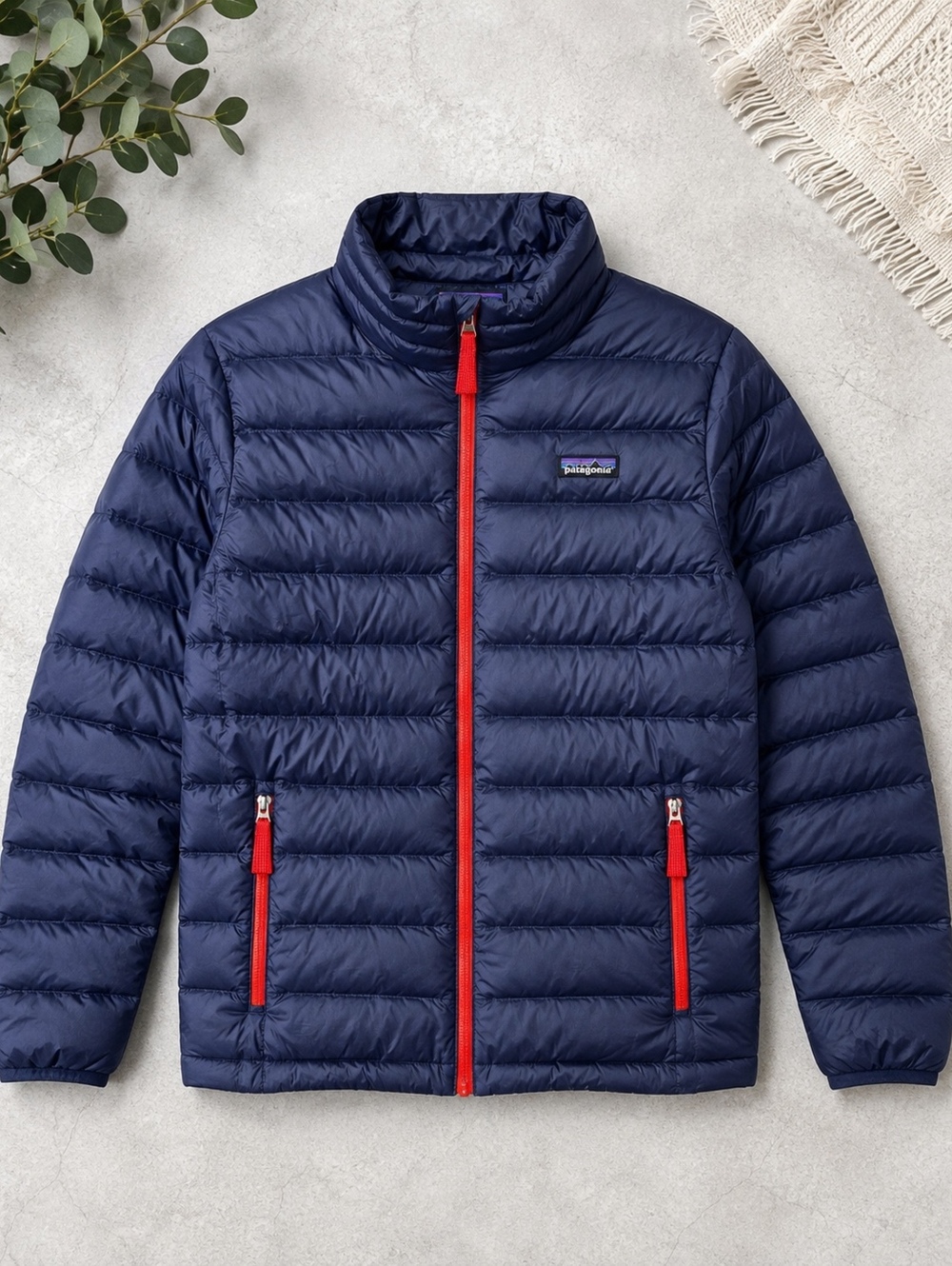 Patagonia Kids Navy Blue Puffer Jacket Size 12 Warm Lightweight